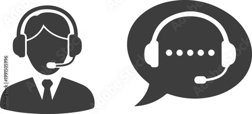 Customer support service icons set
