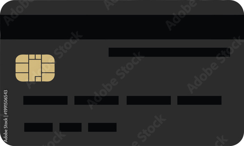 Credit card vector illustration with chip isolated on white background simple payment bank card design minimal modern finance symbol