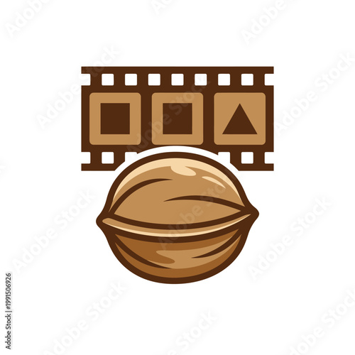 Graphic illustration of film strip and film reel.