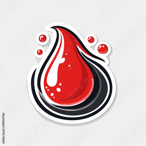 Stylized Red Blood Drop with Bubbles