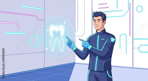 Futuristic Dental Technology with Virtual Tooth Projection Interface