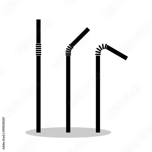 Drinking plastic straw icon with shadow