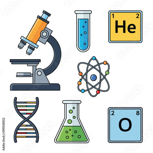 Science Exploration: An array of scientific instruments and symbols, meticulously arranged, representing the core elements of scientific investigation and discovery. 