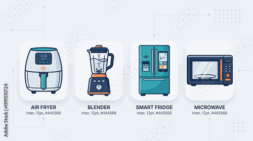 icons of kitchen electronic appliances.