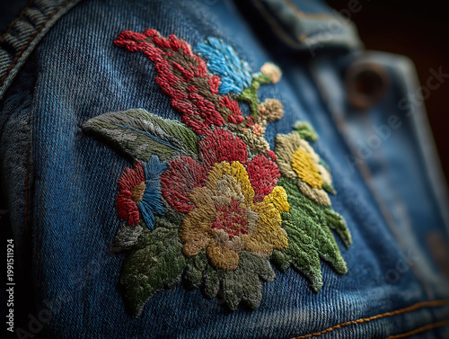 Vintage patch on a denim jacket representing classic fashion