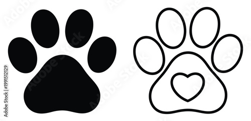 Paw Print Icon Vector, Animal Footprint Symbol In Minimal Flat And Outline Style, Pet Care And Veterinary Icon For Animal Shelter, Wildlife, Pet Tracking