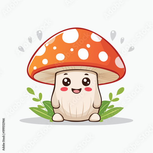Cute Mushroom Character Smiling