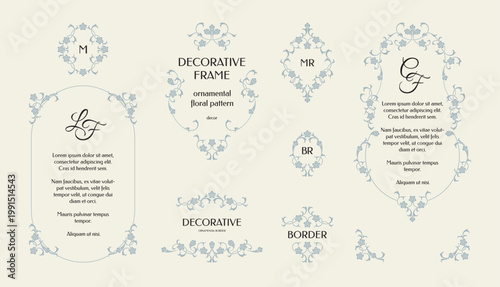Elegant frame designs. Decorative outer border set. Classic design for cards, labels, and titles.