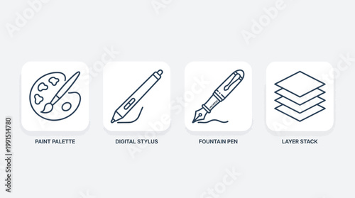 Graphic design tools and supplies icons.