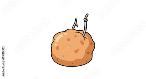 A cartoon donut with fishing hooks.