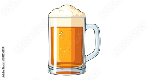 A glass of beer with foam.
