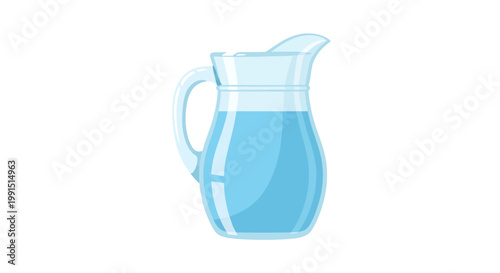 A glass pitcher filled with water.