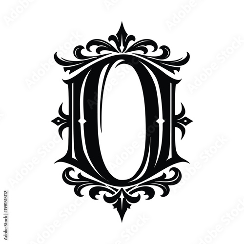 Fotografie Ornate gothic blackletter monogram O