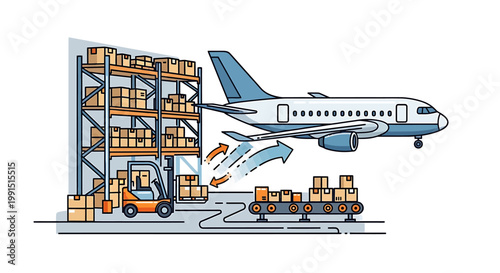 Airplane Loading Cargo Containers Quickly.