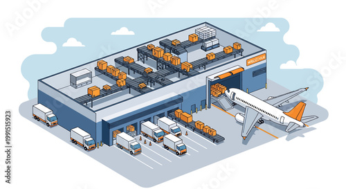 Airplane on Airport Tarmac Loading Cargo.