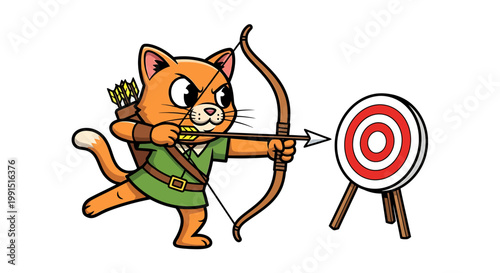 Cartoon cat holding a bow.