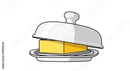 Butter on a silver platter covered.