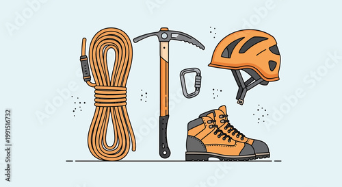 Climbing gear and equipment set.