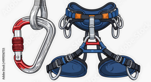 Climbing harness with carabiner attached.