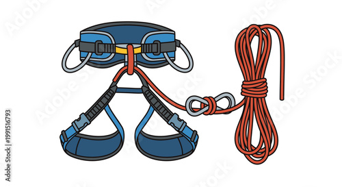 Climbing harness with safety rope equipment.
