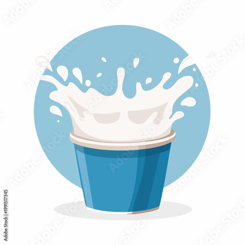 Milk Splash in Blue Cup