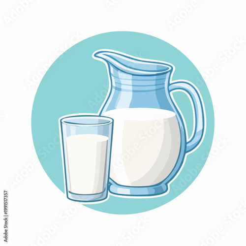 Milk pitcher and glass