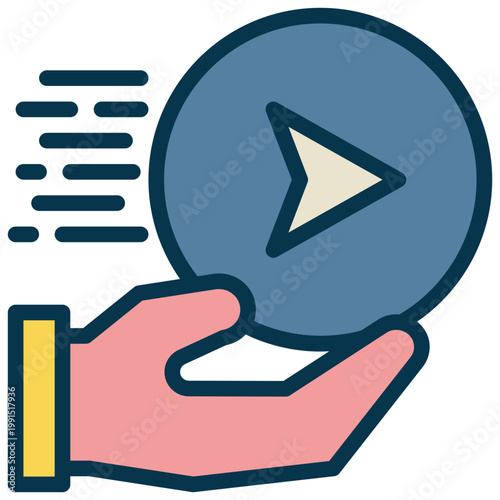 hand support service quickly fast send delivery filled outline icon