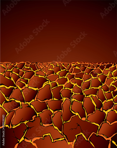 Molten magma. Vector drawing of volcanic lava