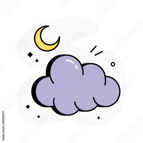 Cloudy Night Vector Fill outline Icons Eps 10 File
