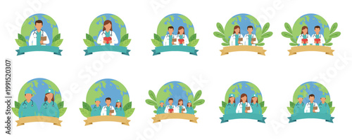 Global Healthcare Medical Team Icons