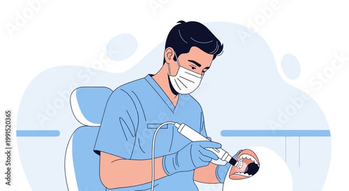 Patient Undergoing 3D Dental Scan in Modern Clinic Environment