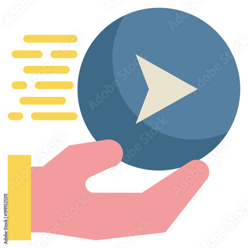 hand support service quickly fast send delivery flat style icon