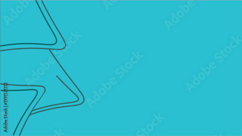 Minimalist turquoise background with outlined Christmas tree shape abstract geometric holiday design modern vector illustration