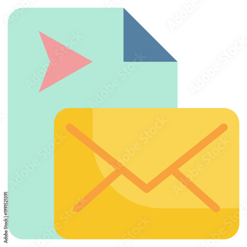 paper document report mail envelope message send delivery flat style icon