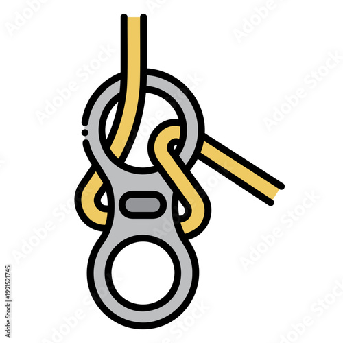Figure Eight Belay Device with Rope for Rock Climbing