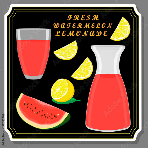 Tasty watermelon lemonade in glass jug