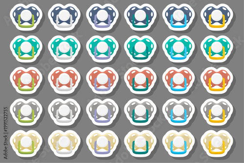 Big colored set baby pacifiers, dummy with rubber nipple