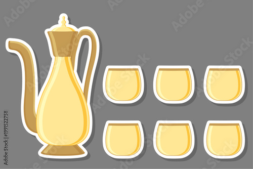 Set symbols for pitcher with lid for tea