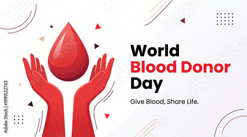 Hands holding blood drop illustration for world donor awareness campaign with clean background design promoting healthcare support and life saving donation messageblood, donor, donation, awareness, he