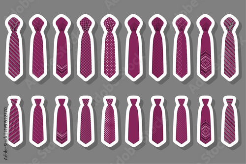 Set ties different types and neckties various size