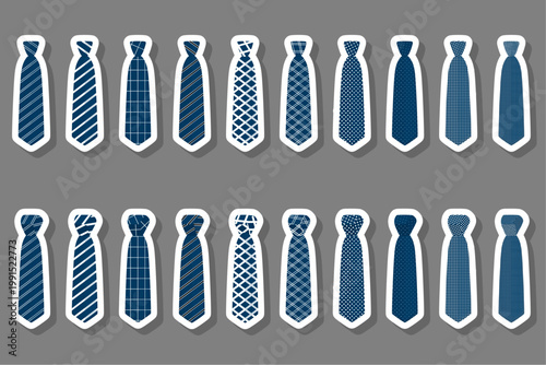 Set ties different types and neckties various size
