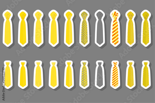 Set ties different types and neckties various size