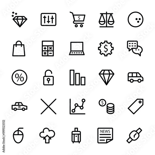 Outline icons for Ecommerce