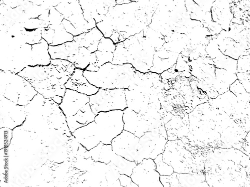 Cracked dry earth ground texture in high contrast black and white abstract background