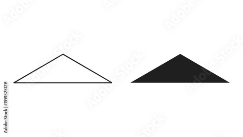 Two triangle shapes one black and one outline on white background