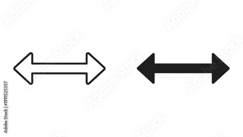 Two arrows pointing in opposite directions on white background