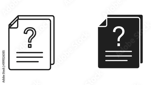 Black and white document icons with question marks on them