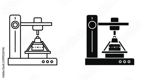 3d printer icons in line and solid black styles for design and technology concepts