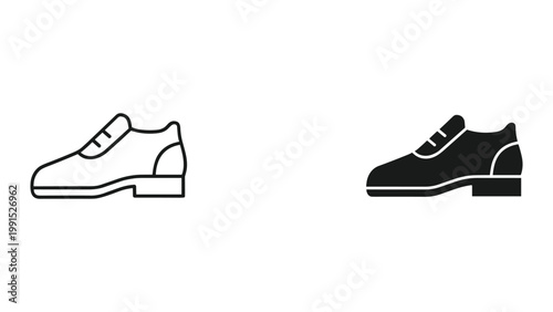 Vector illustration of black and white dress shoes on white background