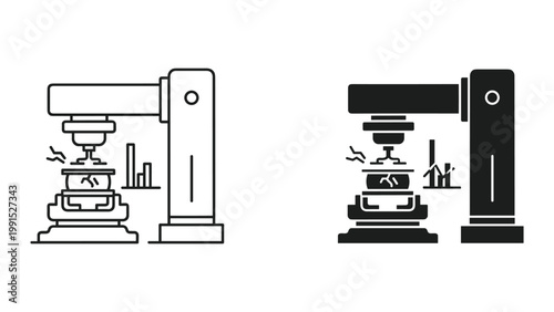 Industrial robotic arms with bar graphs in the background for manufacturing and production concepts